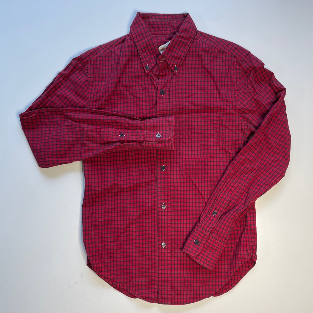 BAND OF OUTSIDERS Long Sleeve Button Down Shirt Mens Small Red Plaid Made in USA